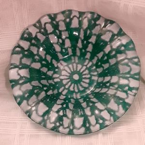Vintage Green with White Fluted Edge Dish
